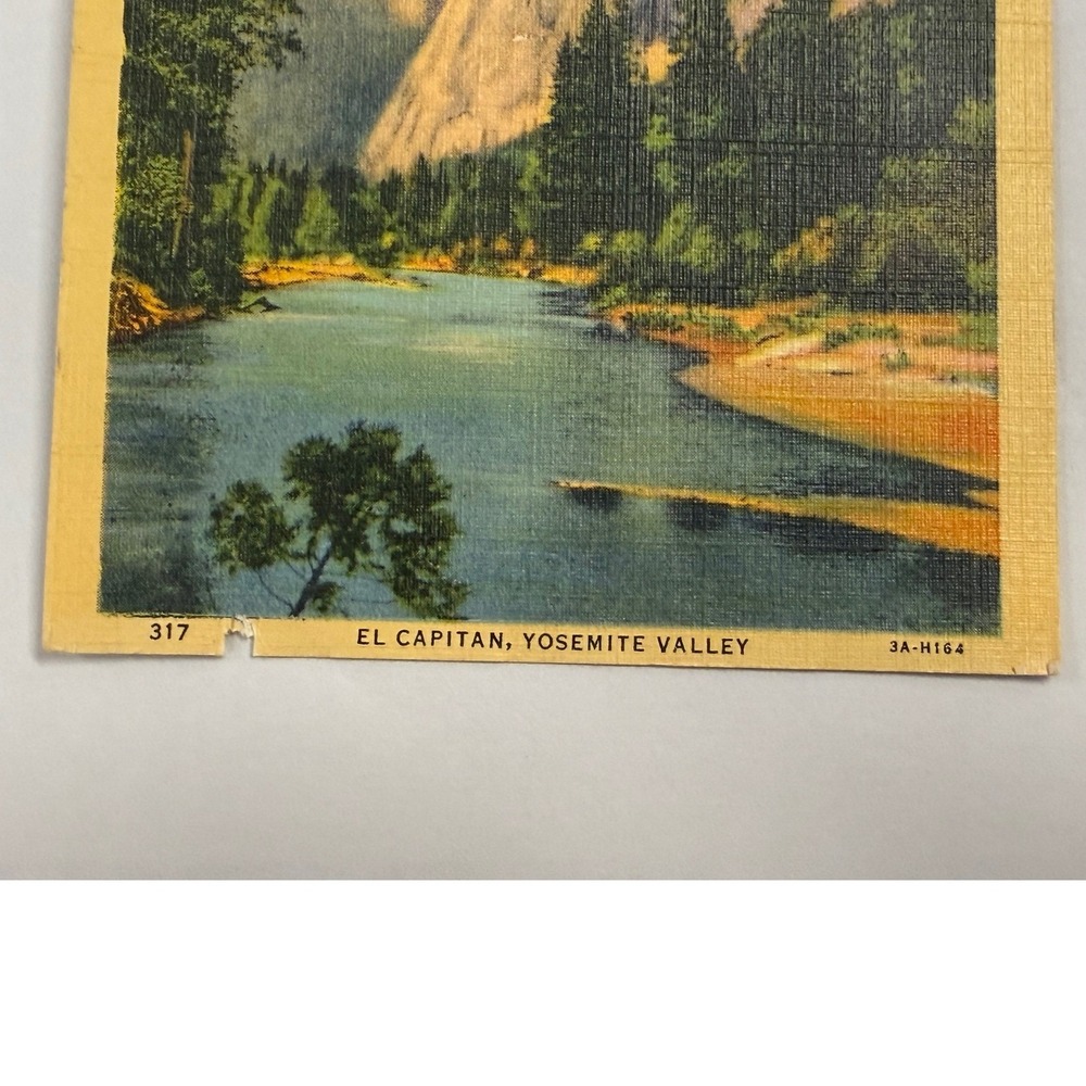 1941 Yosemite National Park El Capitan Linen Postcard Camp Curry Postmark 317 - Picture 3 of 14